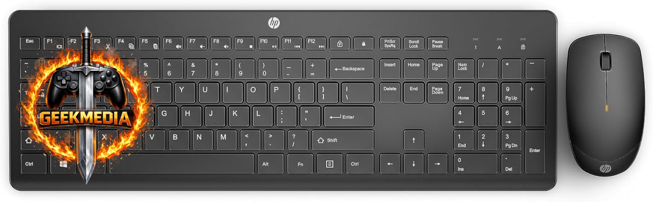 Combo Teclado e Mouse Ergonômico Sem Fio HP 230