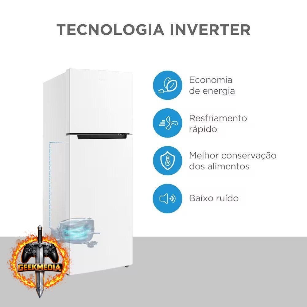Geladeira Inverter Midea Cycle Defrost Duplex Branca 410L
