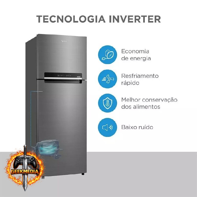 Geladeira Midea Frost Free Duplex Inverter 394L