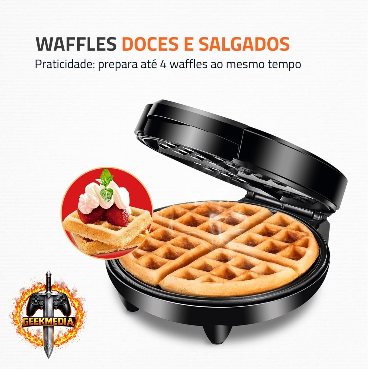 Mondial Waffle Maker Preto/Inox 1200W - GW-01