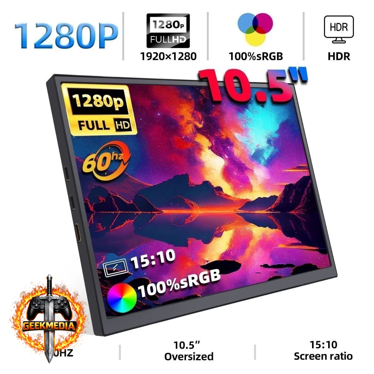 Monitor Portátil Zsus 10.5" 1280p 60Hz