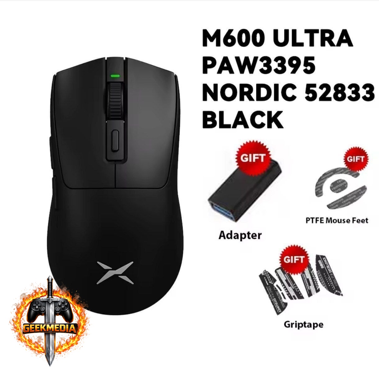 Mouse Gamer Delux M600 Ultra Sem Fio Sensor PAW3395
