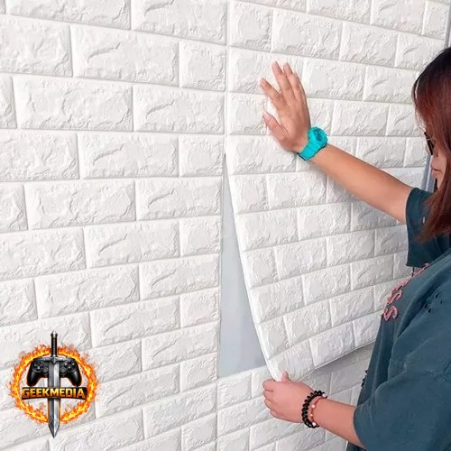 10 Placas 3D Revestimento Parede Tijolinho Branco