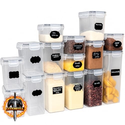 Kit Potes Herméticos Decolab Plástico com Vedação BPA Free