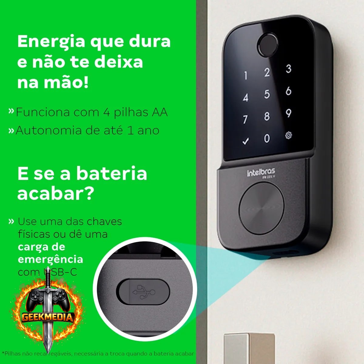 Fechadura Digital Biométrica Intelbras FR 221V