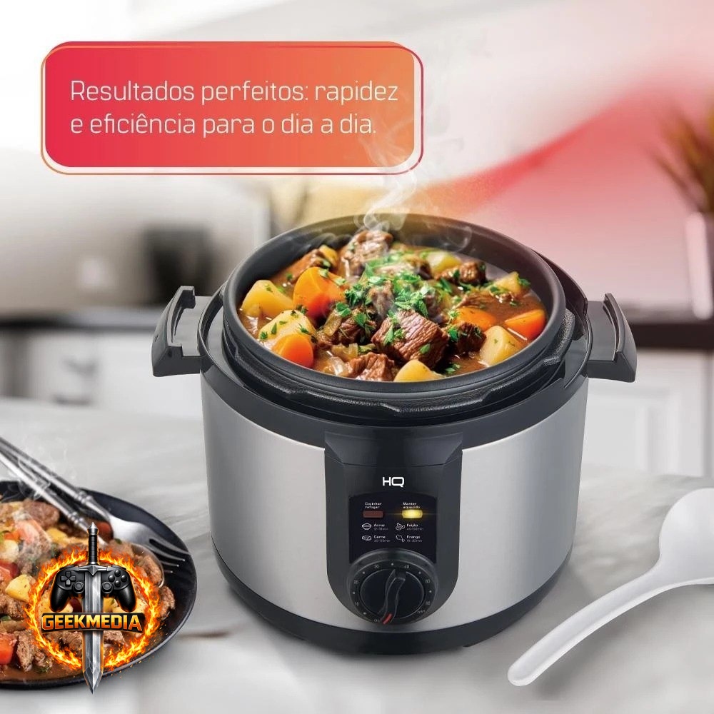 Panela de Pressão Elétrica Multifuncional HQ 5L Inox