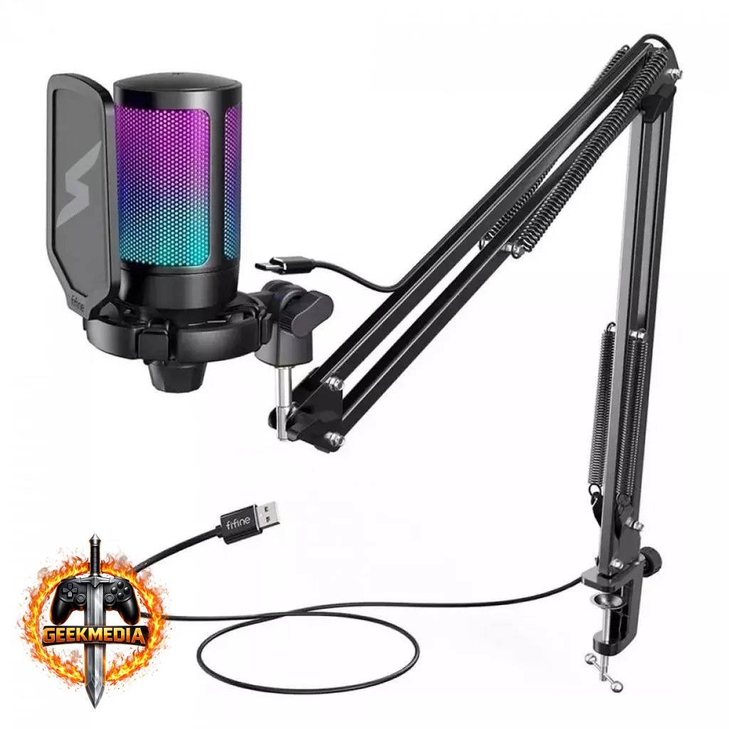 Microfone Gamer Fifine SuperFrame Edition SFM1 RGB USB Black
