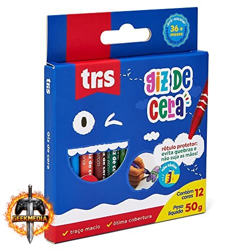 Giz De Cera Fino - 12 Cores - Tris