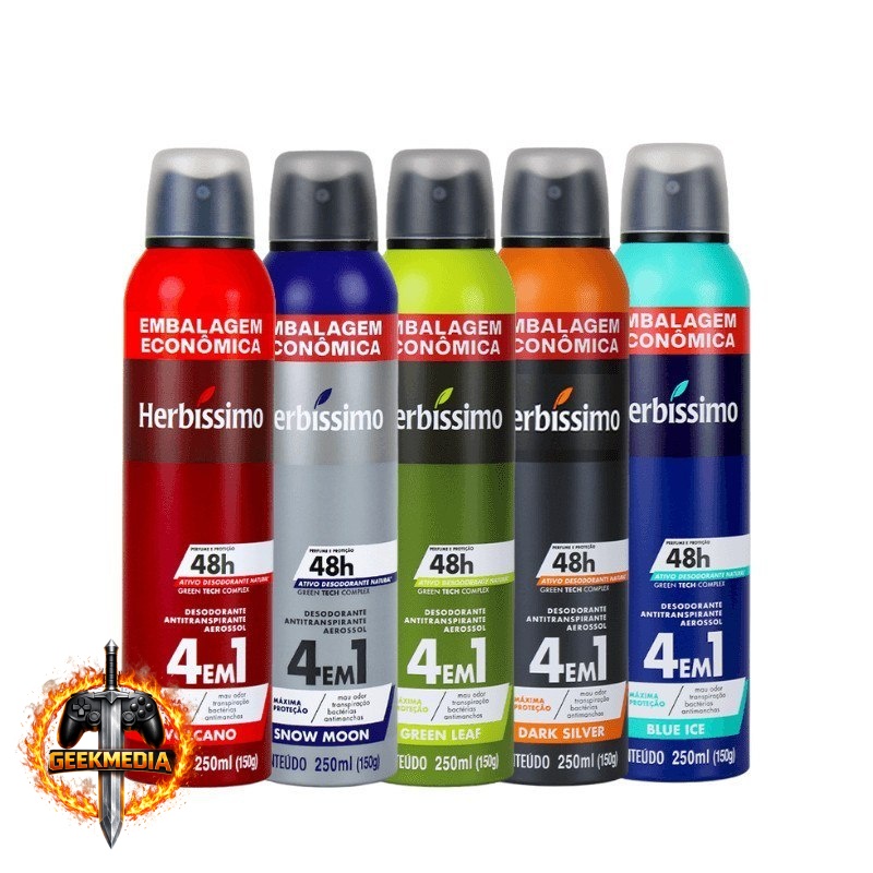 Kit Desodorante Antitranspirante Aerossol Herbíssimo 250ml (5 unidades)