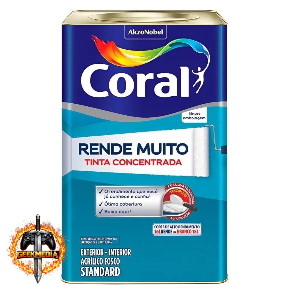 Tinta Acrílica Fosco Rende Muito Coral 16L