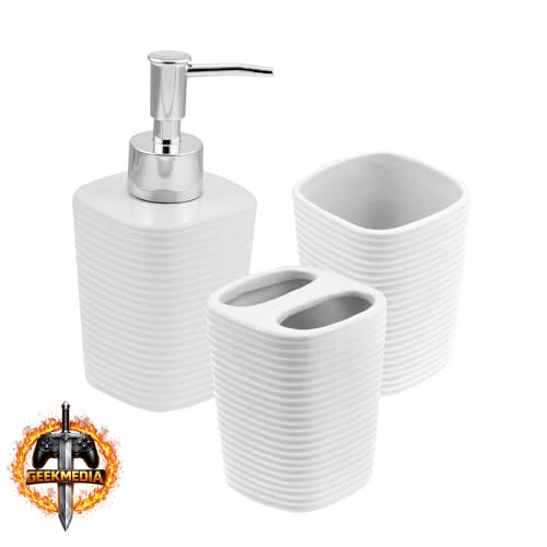 Conjunto 3 Peças para Banheiro Lines Branco