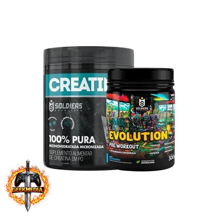 Kit: Creatina 300g  Pré-treino Evolution 300g Soldiers Nutr