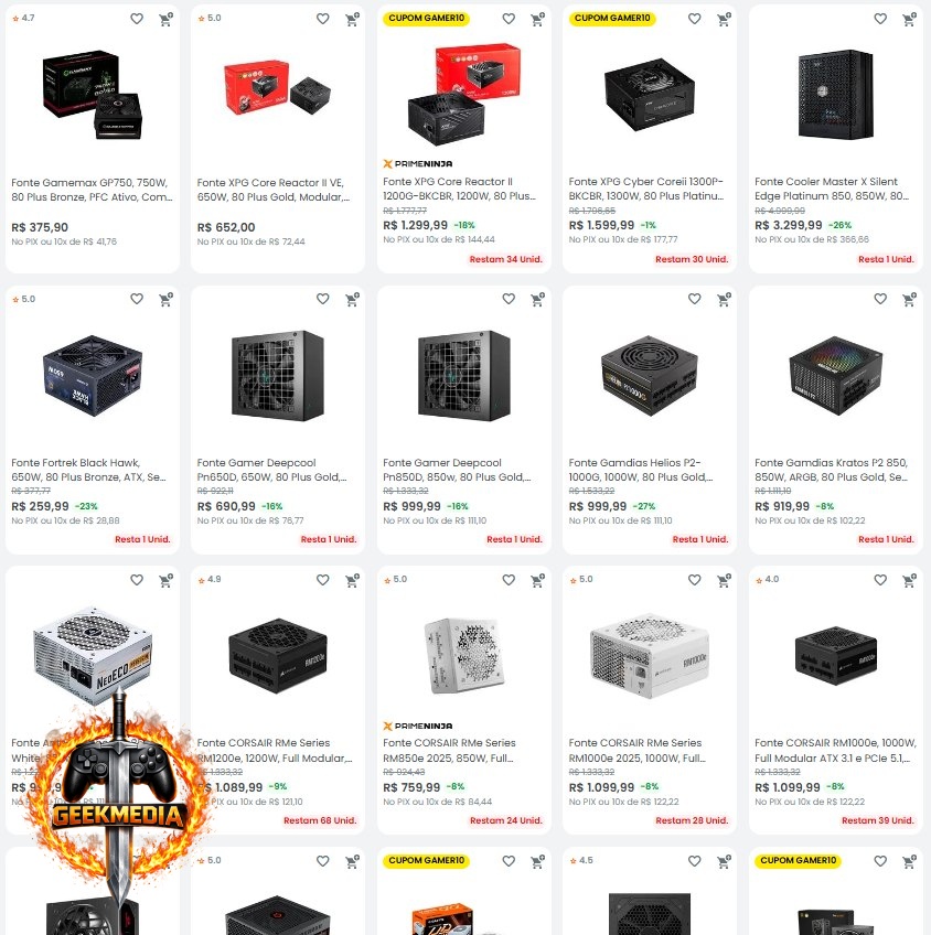 Cupom 12% OFF em Fontes Selecionadas