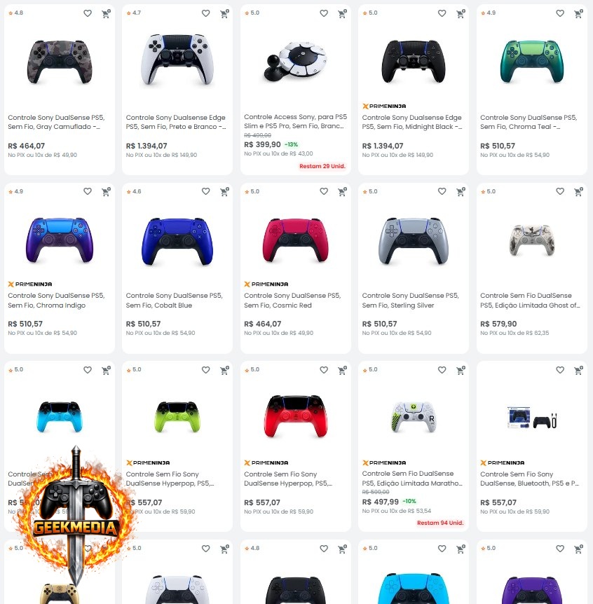 Controles DualSense PS5 - Selecionados