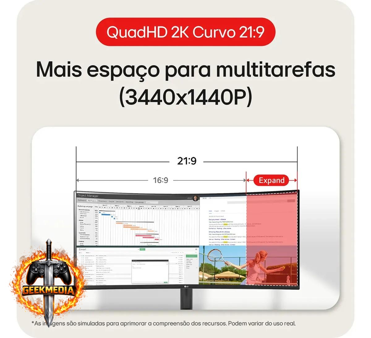 Monitor LG UltraWide Curvo 34" QHD 2K 100Hz