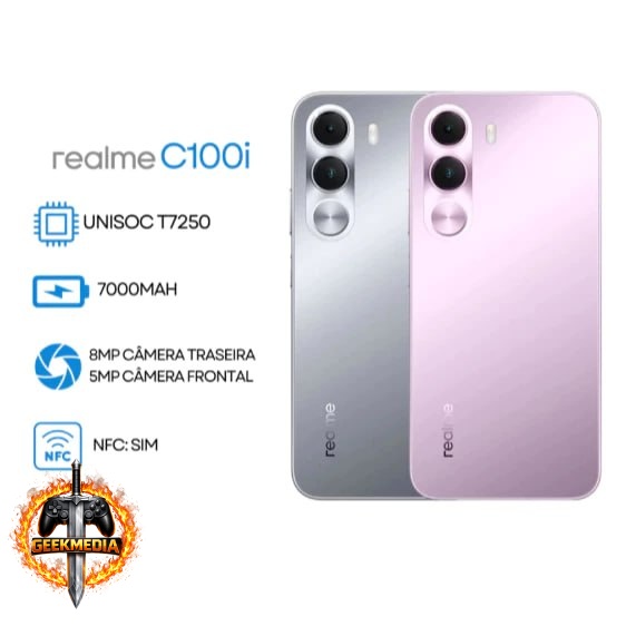 Realme C100i NFC - Smartphone com NFC - Capinha e Película
