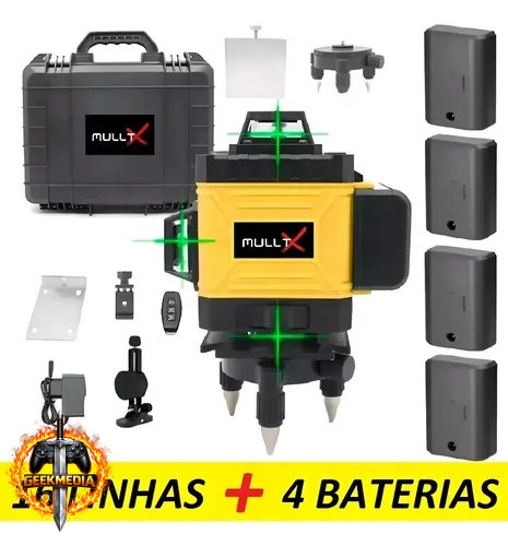 Nível Laser 4D MULLTX 16 Linhas Verde Recarregável