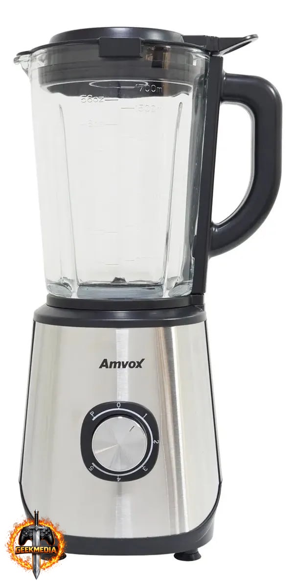 Liquidificador Amvox Inox Preto Prateado 1,7L 800W