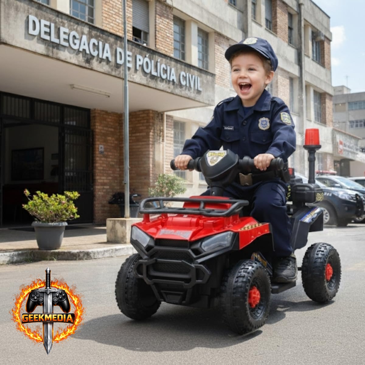 Maxi Toys Carro Elétrico Infantil Policial 6V