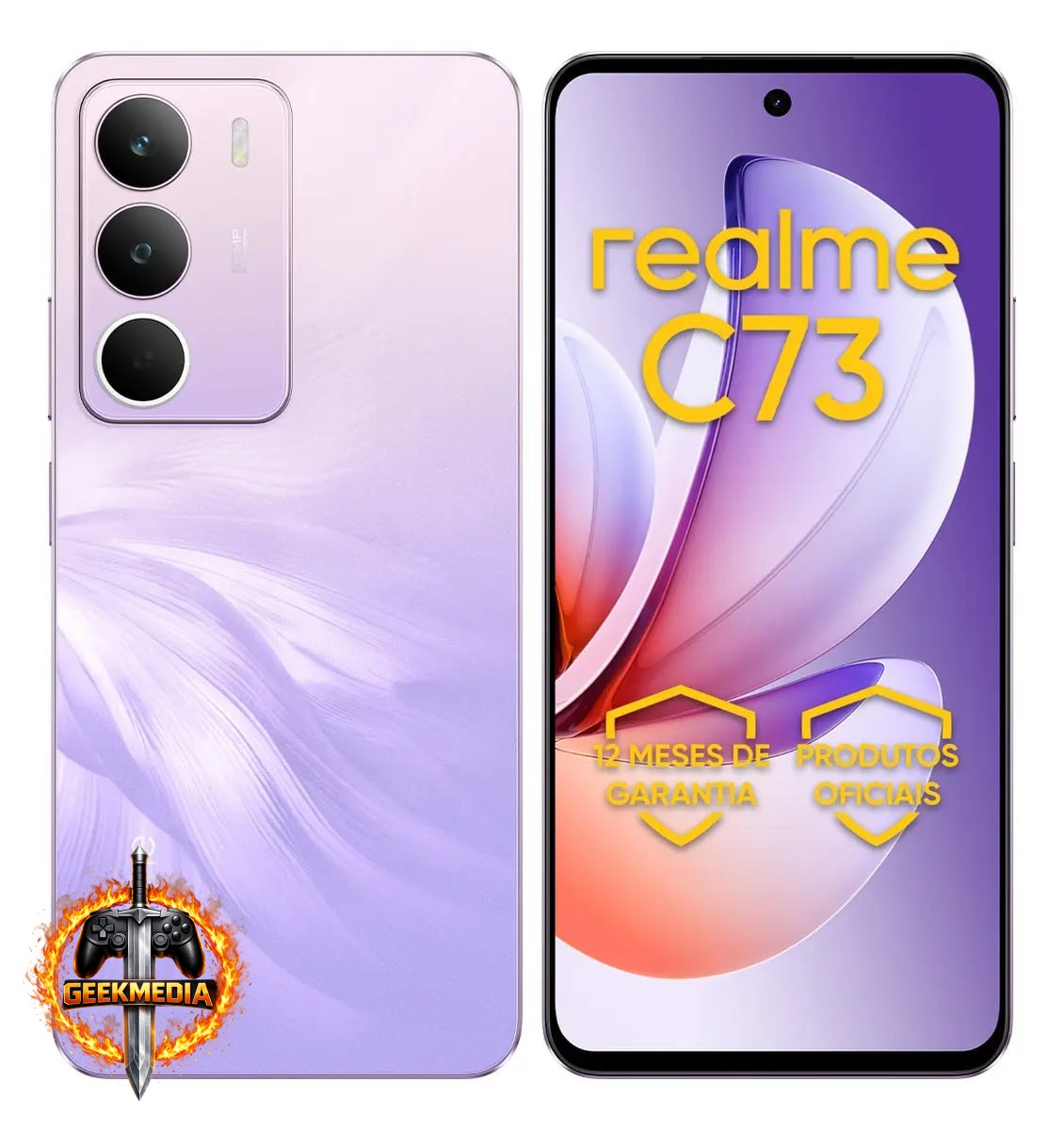 Realme C73 128GB 4GB RAM - Tela 120Hz 6000mAh - Violeta