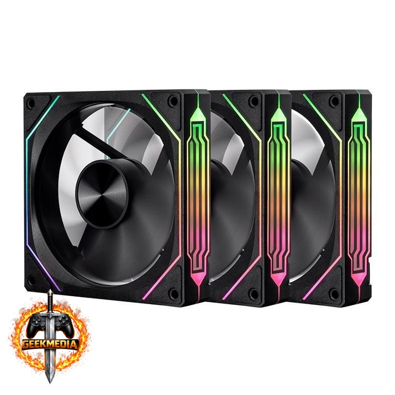Kit Ventoinhas Pichau Ventus NX Reverse ARGB 3x120mm