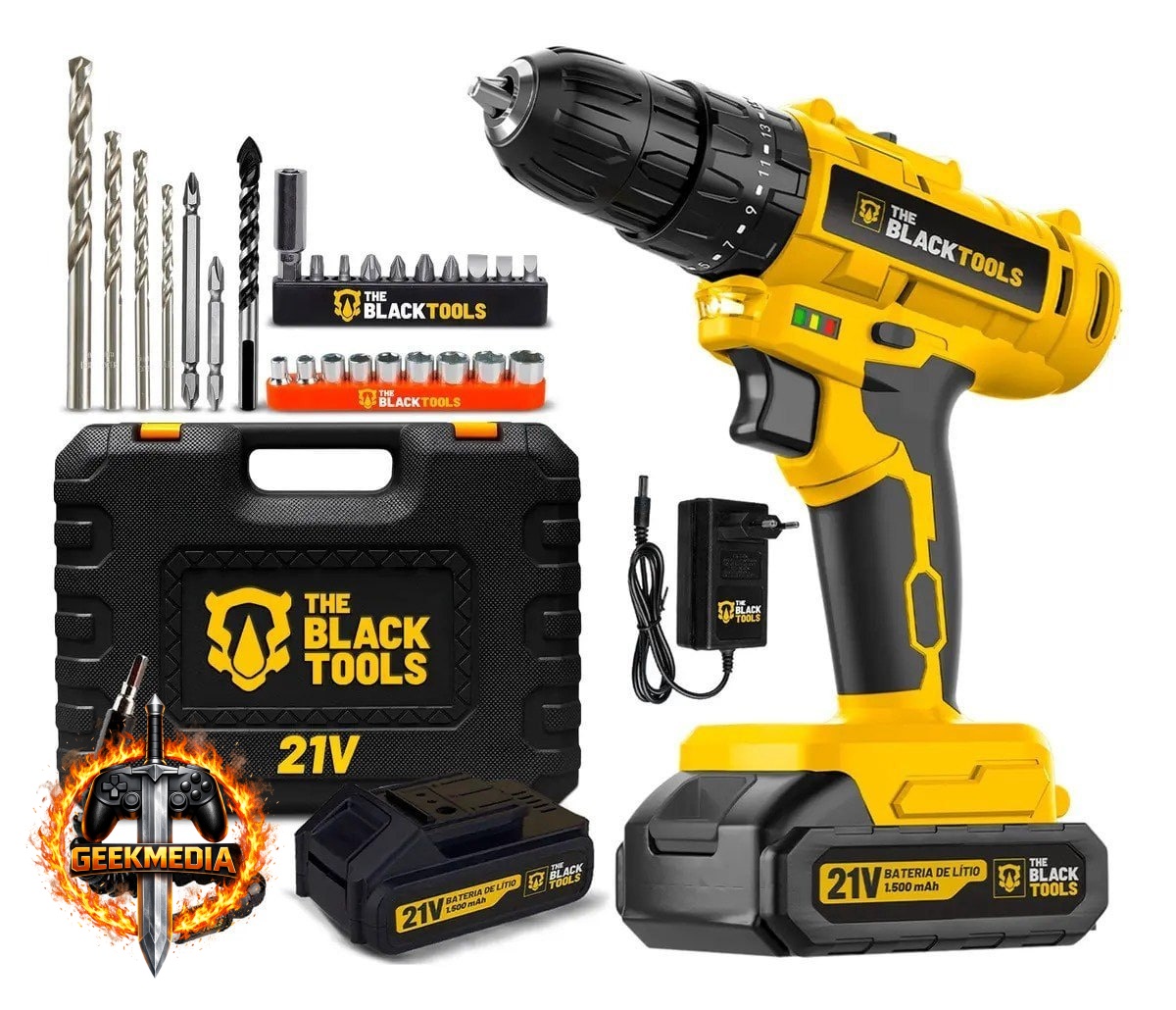 Parafusadeira Furadeira De Impacto A Bateria 21V 3/8” Bivolt