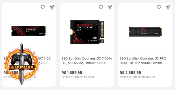 SSD Sandisk Optimus - Selecionados