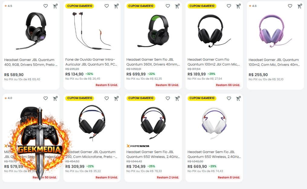10% OFF em JBL - Selecionados