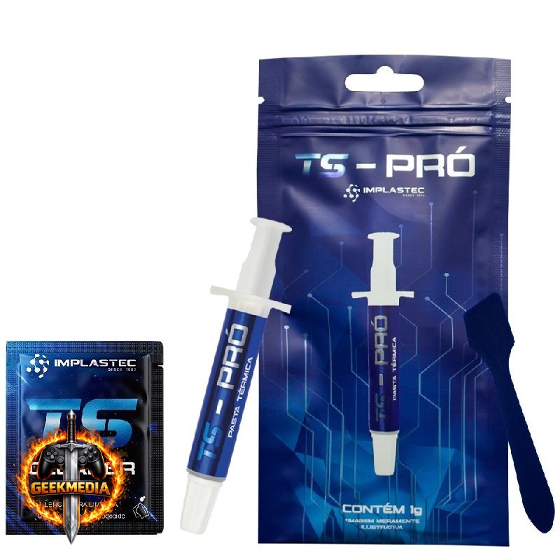 Pasta Térmica Implastec Ts Pro 4g  Espátula  Sachê Cleaner