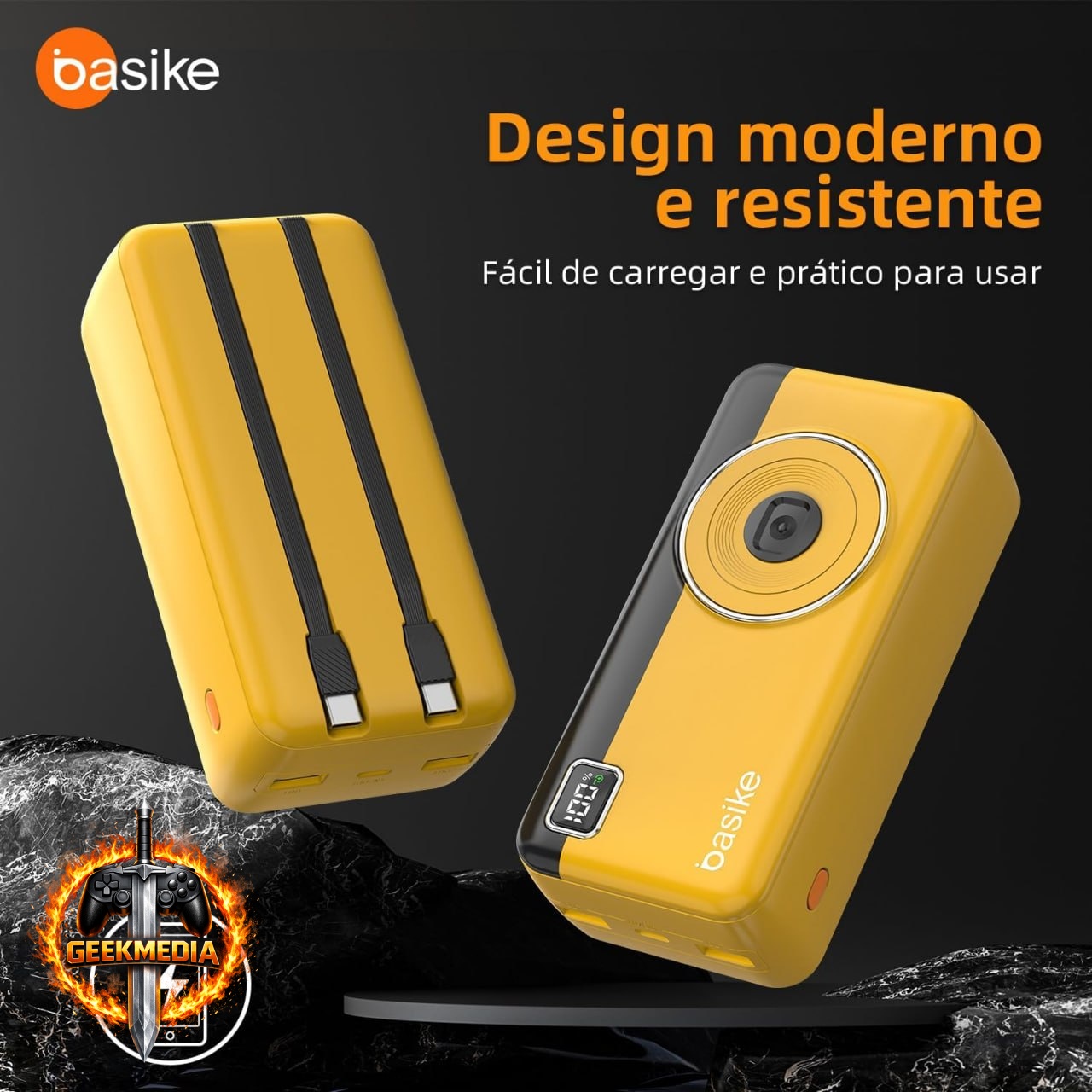 Power Bank Basike 30000mAh 22.5W Amarelo