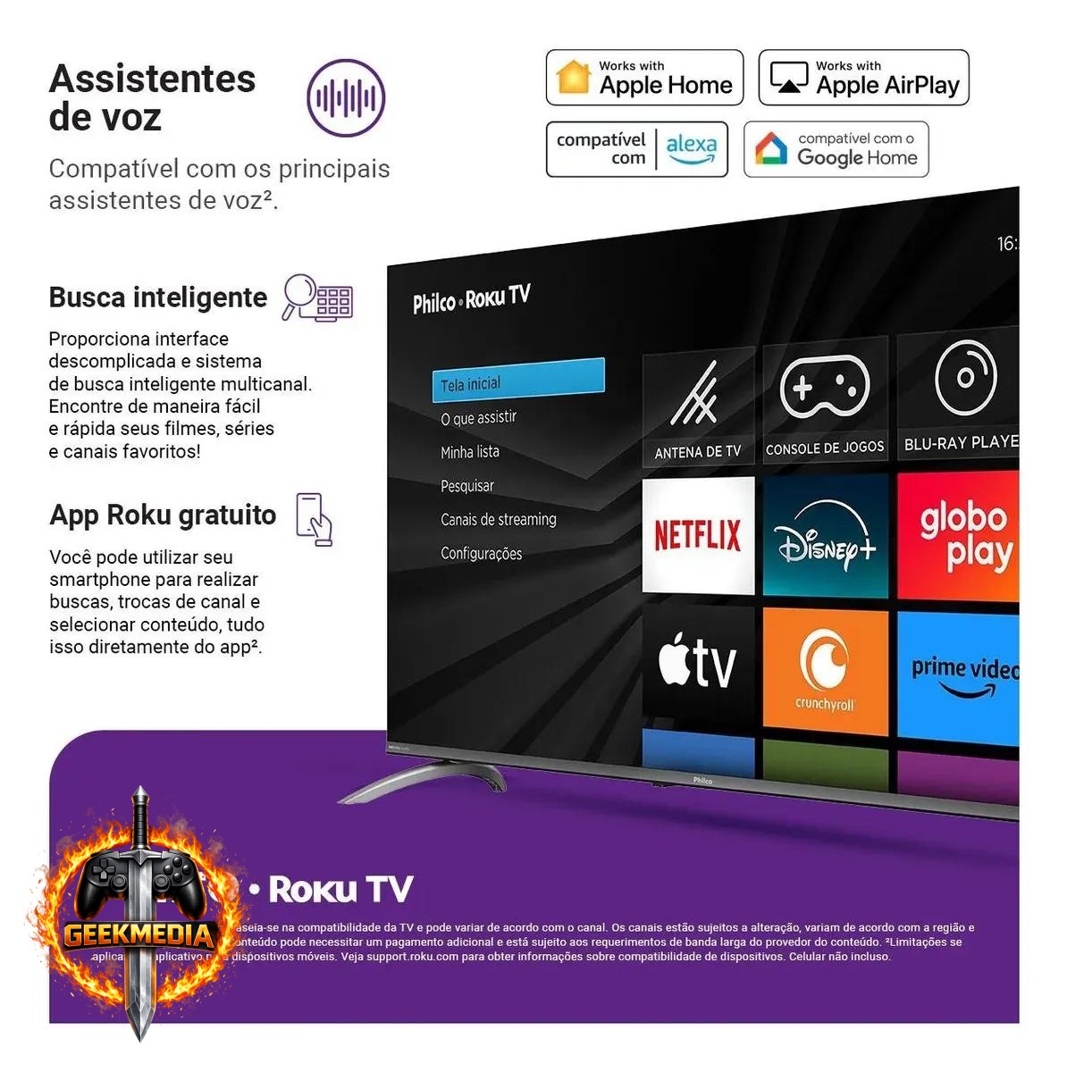 Smart TV Philco 50" 4K UHD Roku TV HDR10