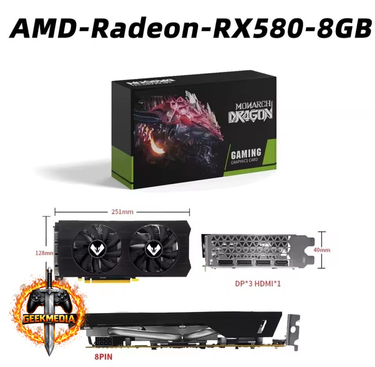 Placa de Vídeo RX 580 2048SP 8GB MOUGOL (Usada)