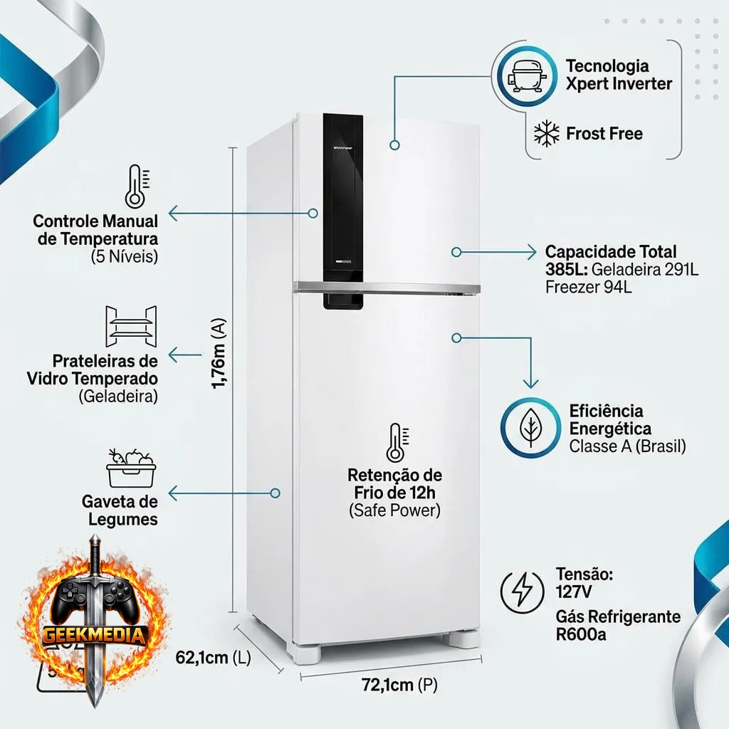 Geladeira Brastemp Frost Free 385L Duplex Branca BRM46MB