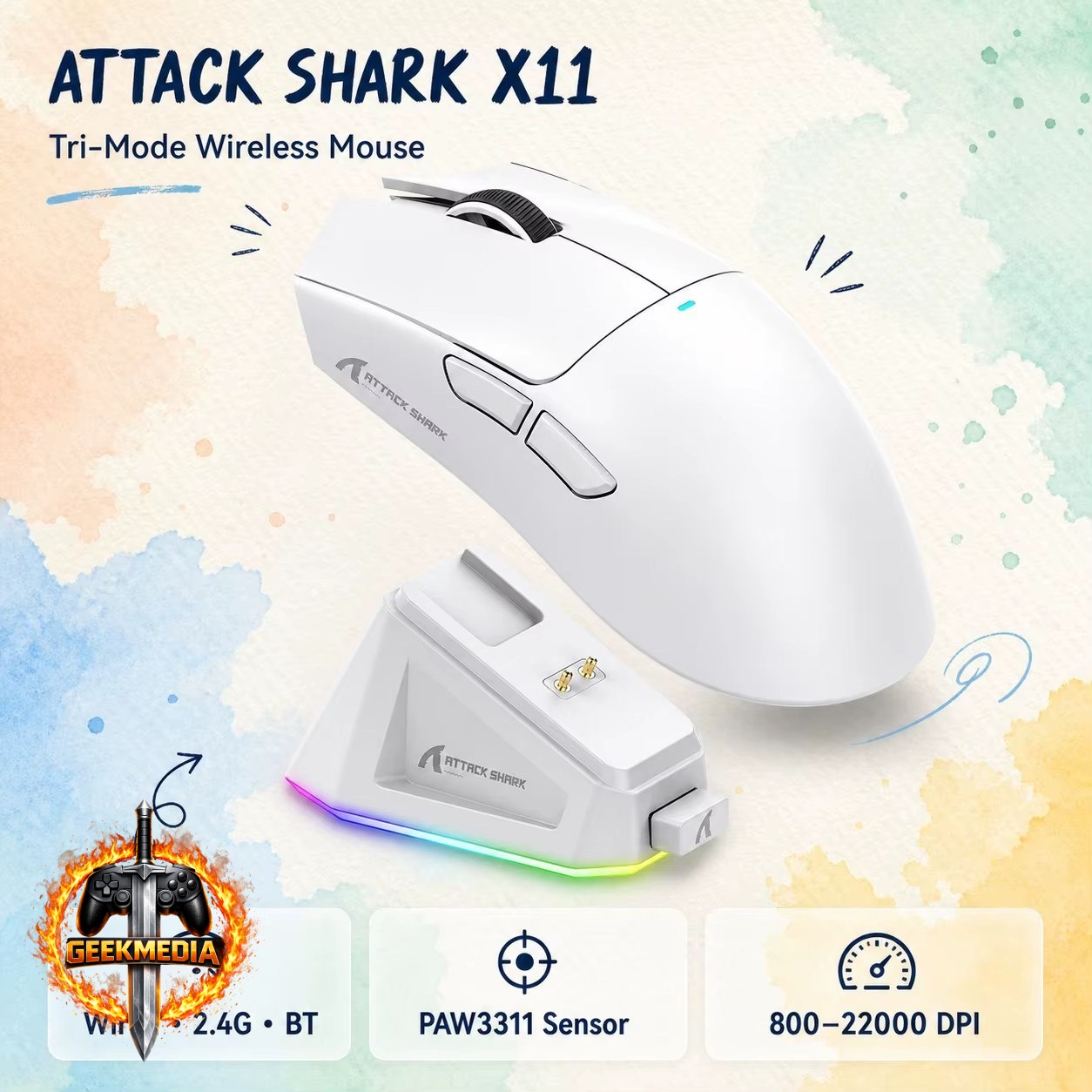 Mouse Sem Fio Attack Shark X11 com Sensor Paw3311