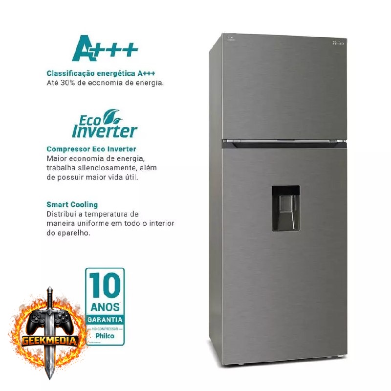 Geladeira Philco Eco Inverter Duplex Inox 413L PRF501TI