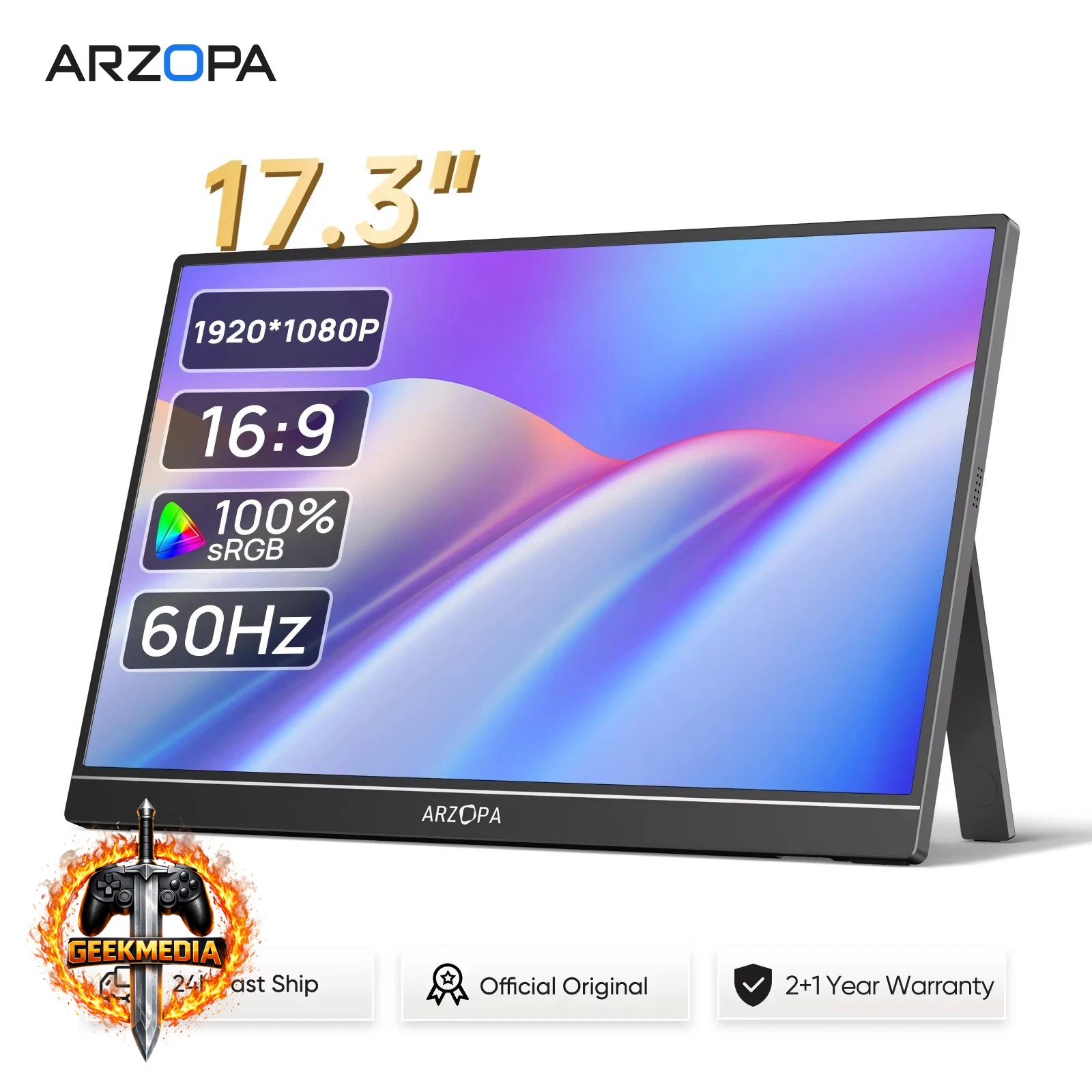 Monitor de 17.3 polegadas com 100% sRGB