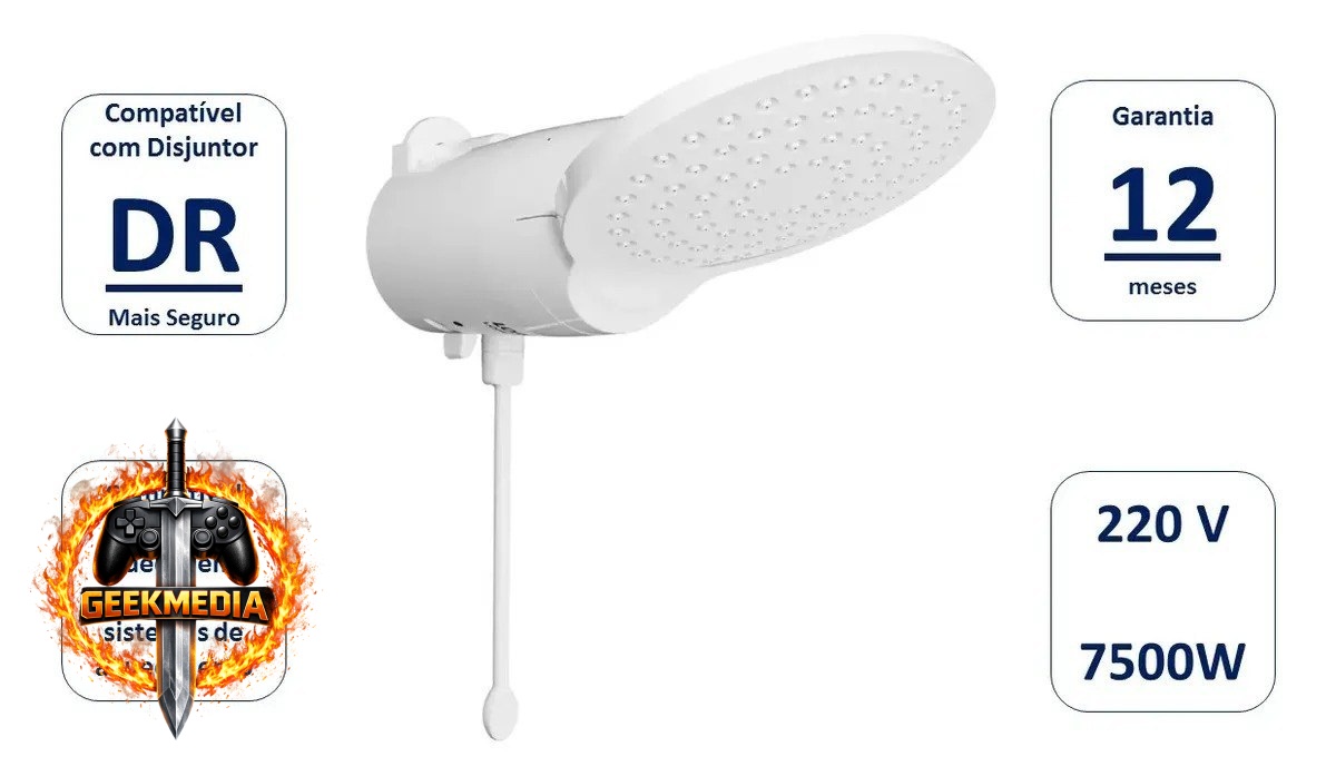 Chuveiro Lorenzetti Comfort Eletrônica 7500W 220V Branco