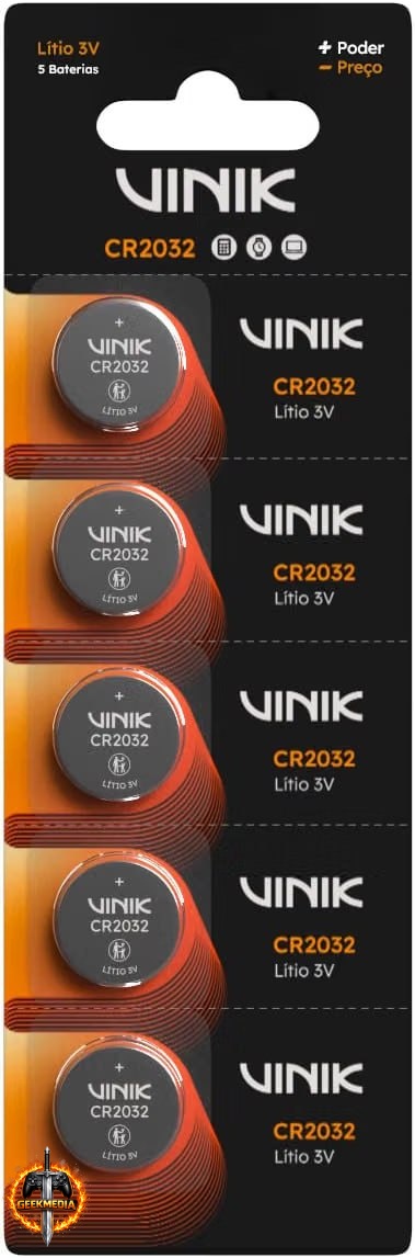 Bateria de Lítio CR2032 3V (Pacote com 5) VB32B5