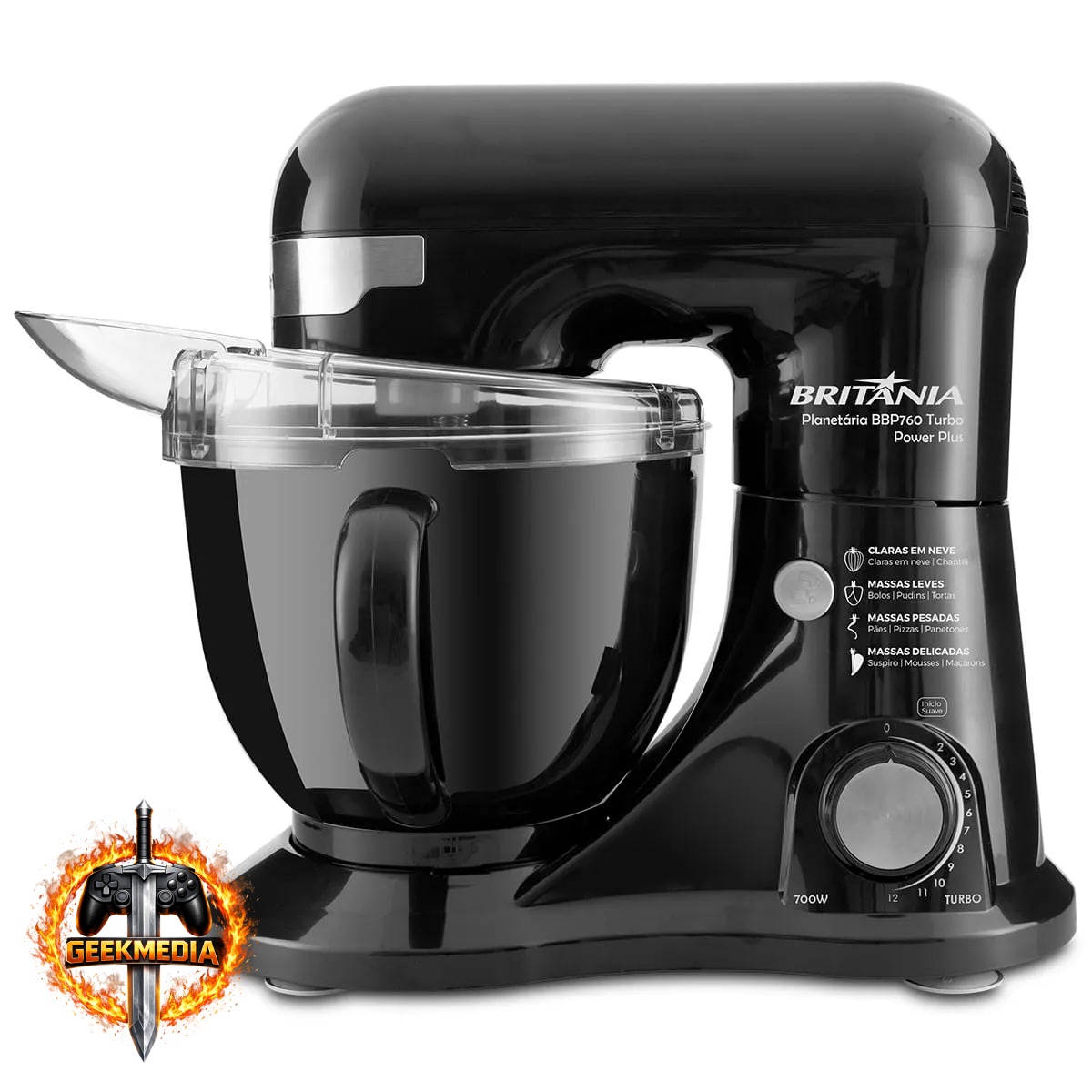 Batedeira Planetária Turbo Power Plus BBP760P Britânia Preto