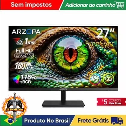 Monitor ARZOPA 27" QHD 180Hz Fast IPS