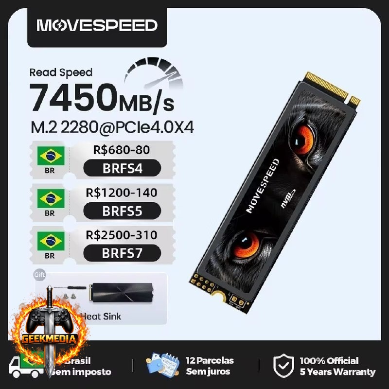 SSD NVMe M.2 2280 1TB Movespeed PCIe 4.0x4