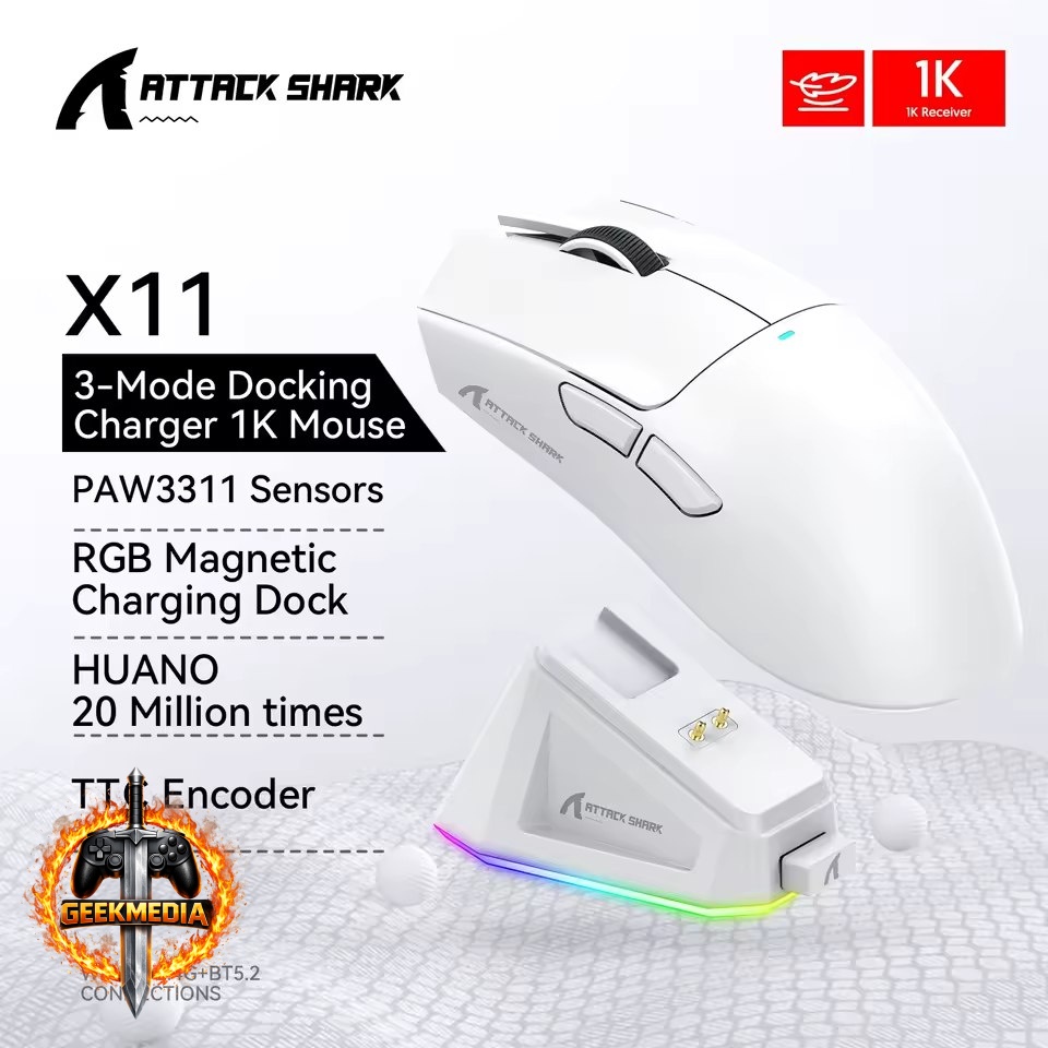 Mouse Sem Fio Tri-Mode Attack Shark X11