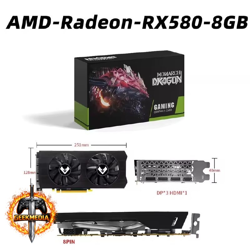 Placa de Vídeo MOUGOL AMD Radeon RX 580 8GB
