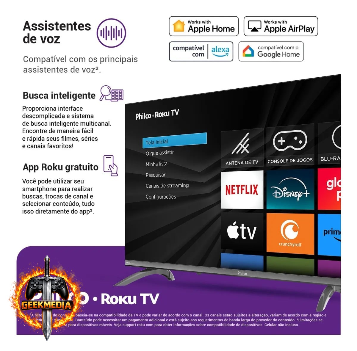 Philco Smart TV 32" Roku TV Dolby Audio HDR10