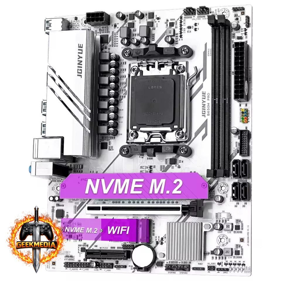 Placa Mãe Jginyue B650M PRO AM5 DDR5 Branca