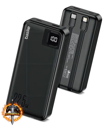 Power Bank Basike 20000mAh Preto, Carga Rápida 22.5W