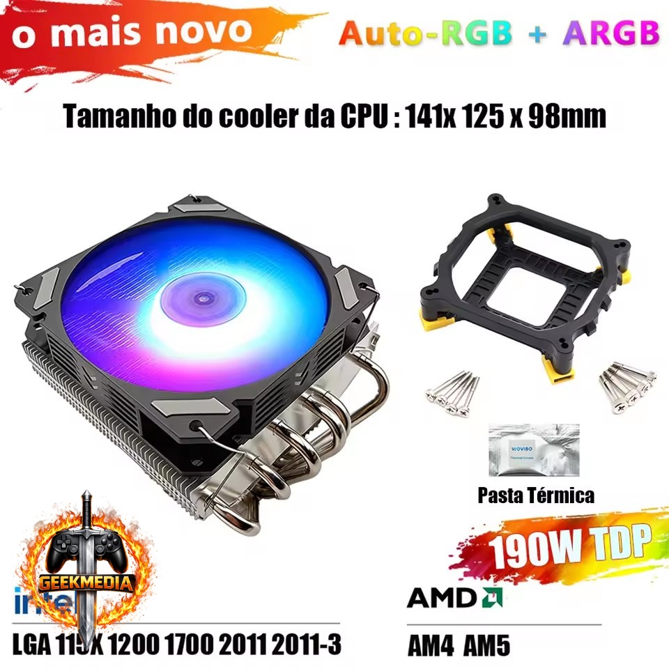 Air Cooler Low Profile aRGB Wovibo 6 Heatpipes 120mm