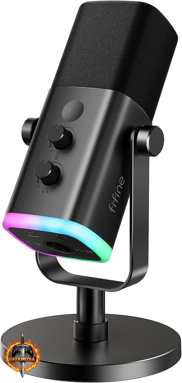 Microfone Dinâmico USB/XLR FIFINE AM8 RGB Gamer