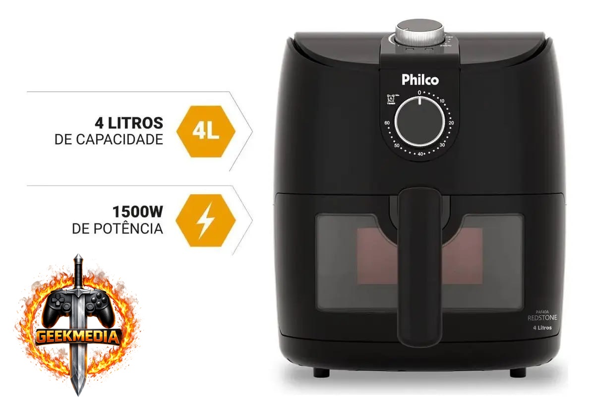 Fritadeira Elétrica Philco Air Fryer 4L Redstone 1500W
