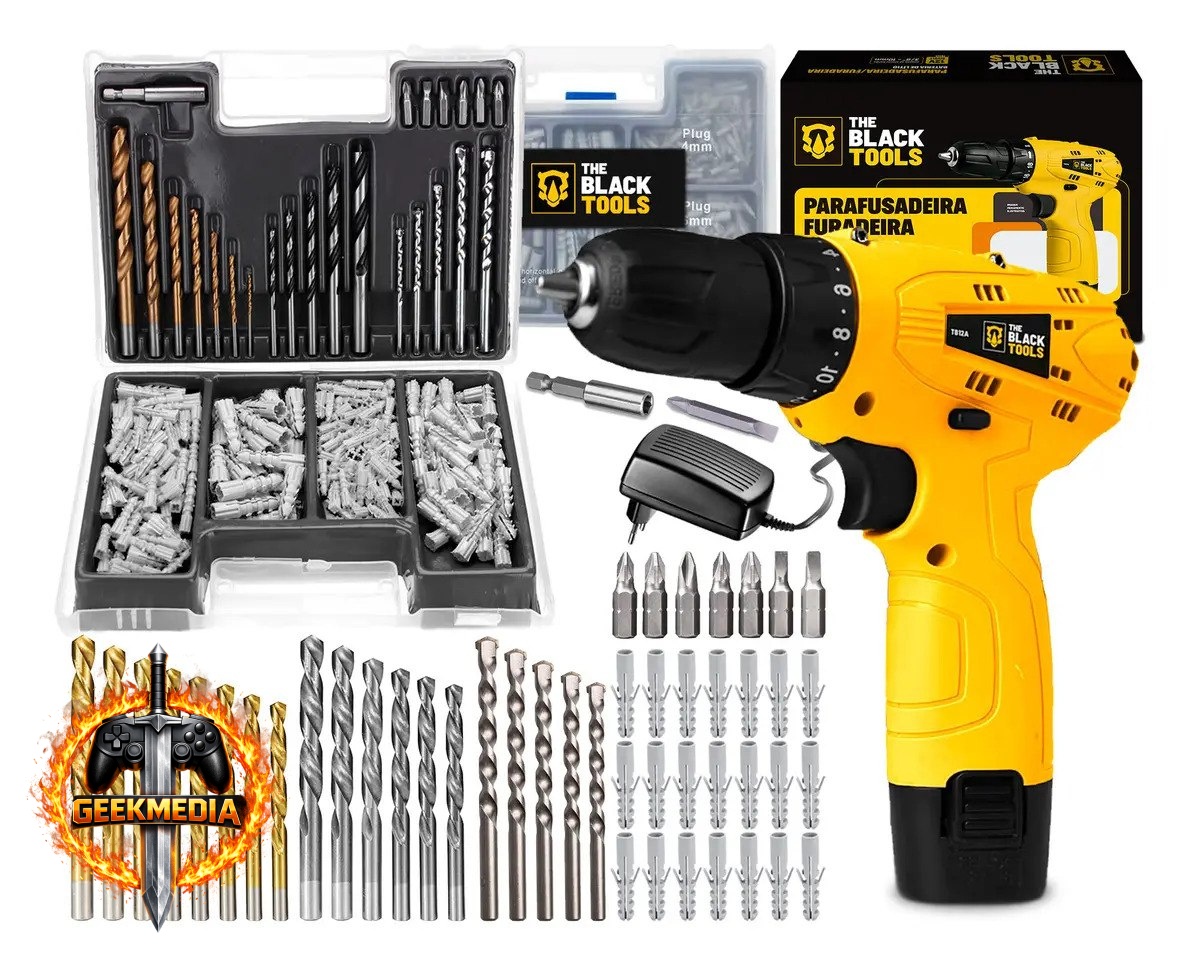 Furadeira Parafusadeira A Bateria 12V The Black Tools